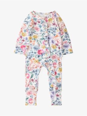 Little sleepies micro preemie tiny blooms floral ruffle zippy sleeper pjs bamboo